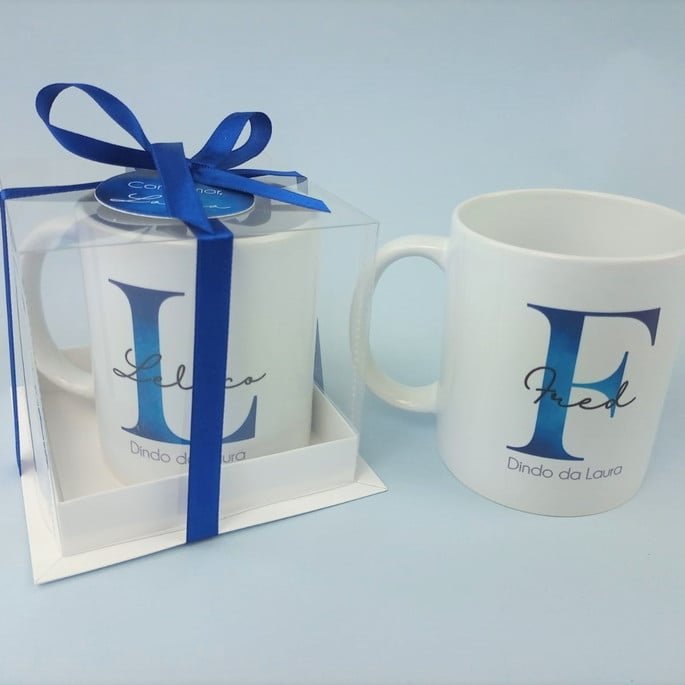 Caneca de Porcelana + Caixa Acetato Personalizada